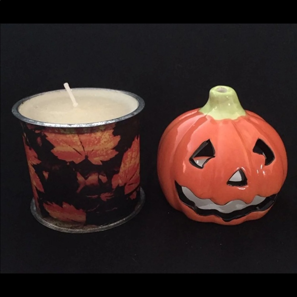Fall Candle and Pumpkin Candle Holder